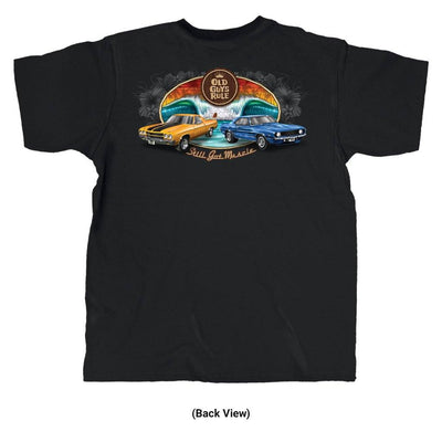 Old Guys Rule - Muscle Cars - Black T-Shirt - Back View
