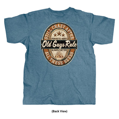 Old Guys Rule - Crazy Beers - Heather Indigo T-Shirt - Back View
