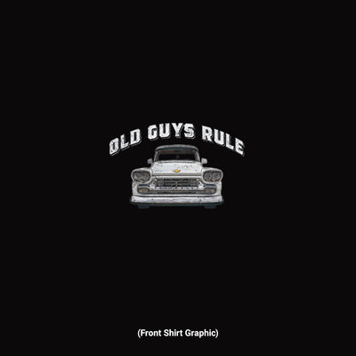 Old Guys Rule - Plays With Trucks - Black T-Shirt - Front Graphic