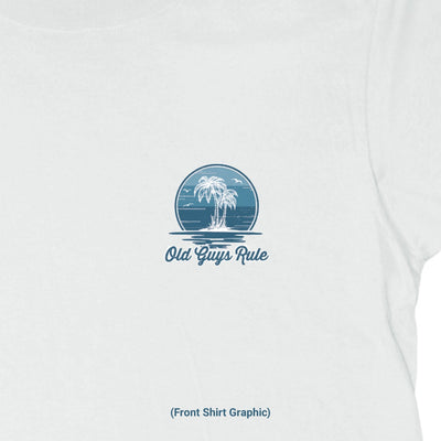 Old Guys Rule - On Permanent Vacation - White T-Shirt - Front Graphic