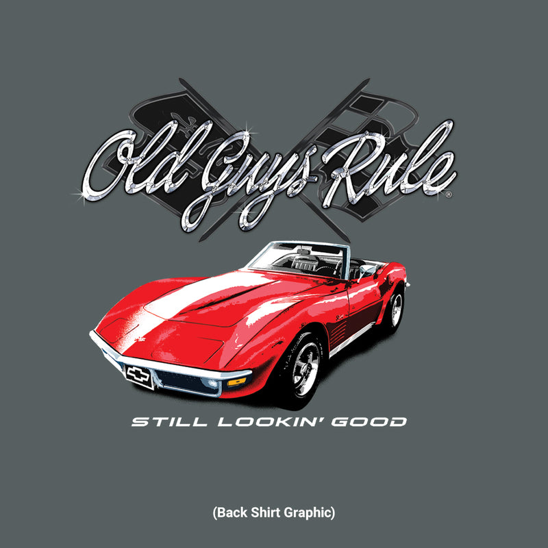 Old Guys Rule - Red Corvette - Dark Heather T-Shirt - Main View