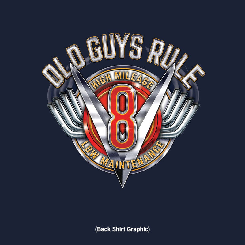 Old Guys Rule - V-8 High Mileage - Navy T-Shirt - Main View