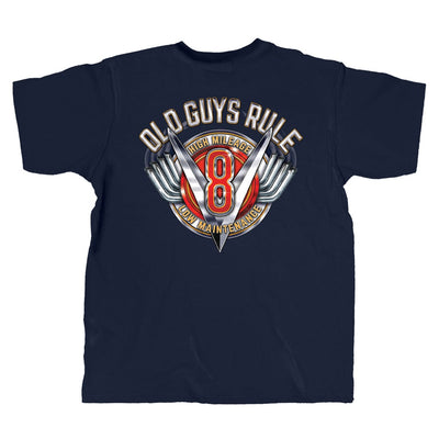 Old Guys Rule - V-8 High Mileage - Navy T-Shirt - Main View