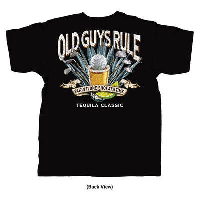 Old Guys Rule - Tequila Classic - Black T-Shirt - Back View