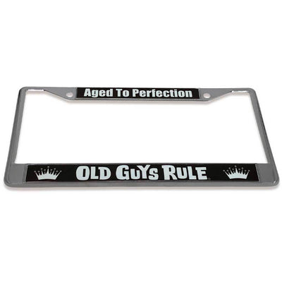 Old Guys Rule - Aged To Perfection License Plate Cover - Tilted View