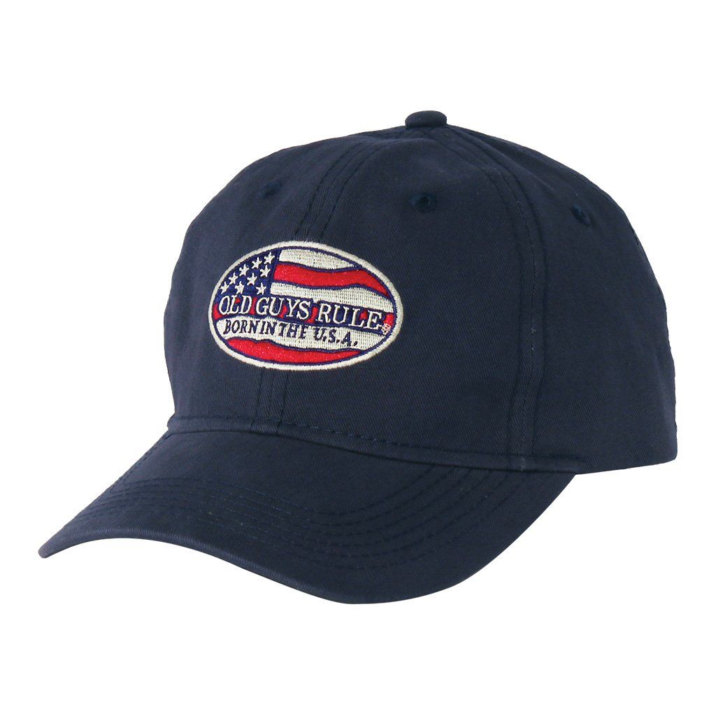 Old Guys Rule - Born In The USA - Navy Hat - Front
