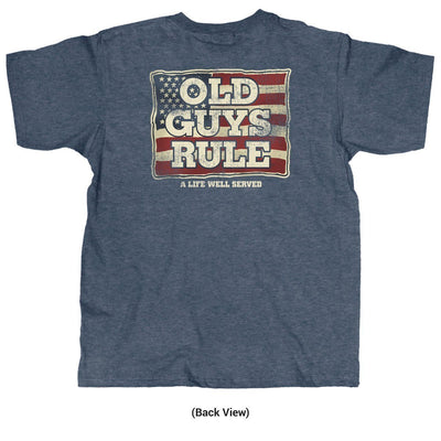 Old Guys Rule - A Life Well Served - Navy Heather T-Shirt - Back