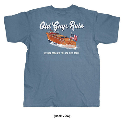 Old Guys Rule - It Took Decades - Lake Blue T-Shirt - Back View