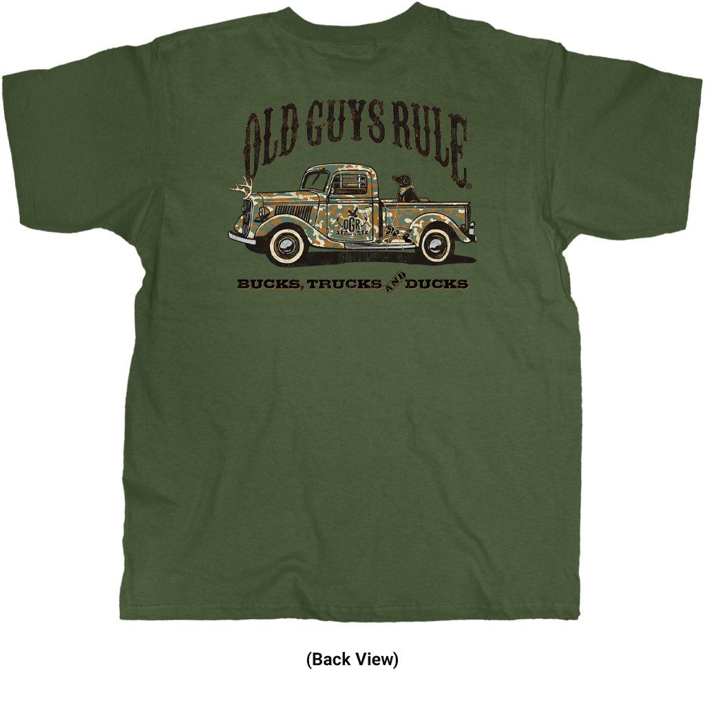 Old Guys Rule - Camo Truck - Military Green - Back View
