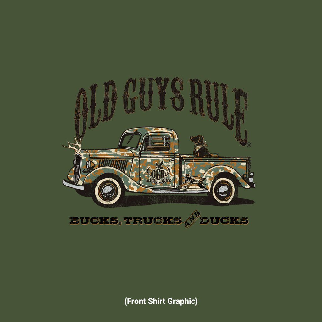 Old Guys Rule - Camo Truck - Military Green - Front Graphic