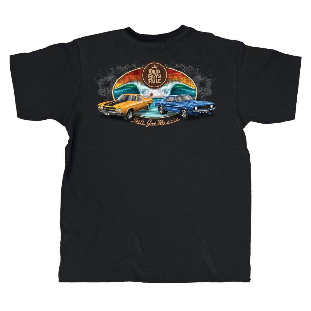 Old Guys Rule - Muscle Cars - Black T-Shirt - Main View