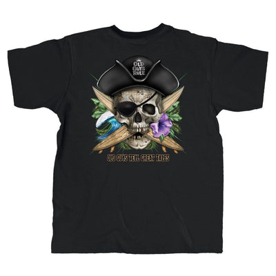 Old Guys Rule - Pirate Skull - Black T-Shirt - Main View
