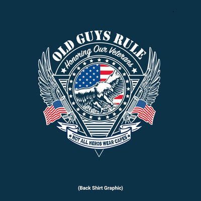 Old Guys Rule - Veteran Eagle - Navy T-Shirt - Back Graphic