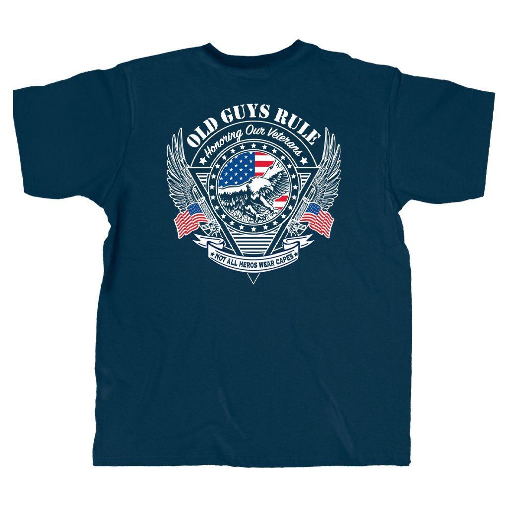 Old Guys Rule - Veteran Eagle - Navy T-Shirt - Main View