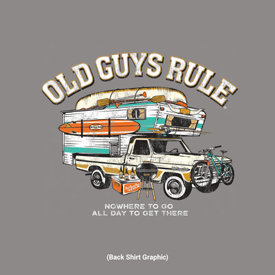 Old Guys Rule - Nowhere Vacation - Gravel T-Shirt - Back Graphic