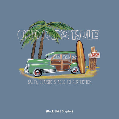 Old Guys Rule - Beach Cruiser - Indigo Blue T-Shirt - Back Graphic