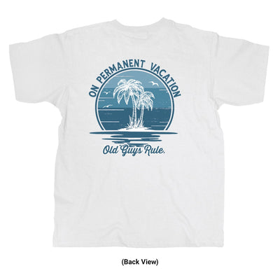 Old Guys Rule - On Permanent Vacation - White T-Shirt - Back View