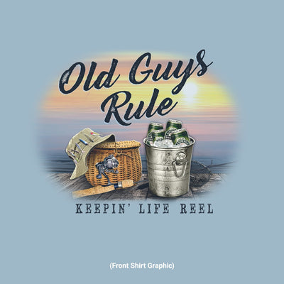 Old Guys Rule - Keepin' It Reel - Light Blue T-Shirt - Front Graphic