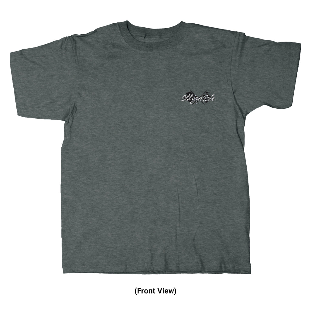 Old Guys Rule - Red Corvette - Dark Heather T-Shirt - Front View