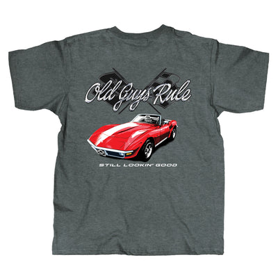 Old Guys Rule - Red Corvette - Dark Heather T-Shirt - Main View