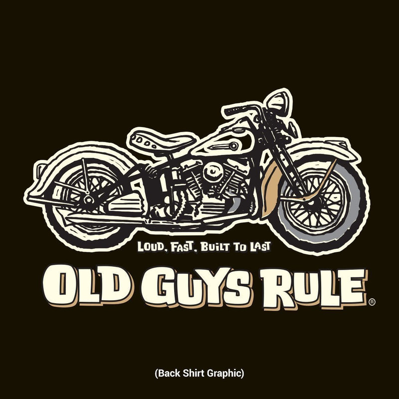 Old Guys Rule - Pocket T-Shirt - Panhead - "Loud, Fast, Built To Last" - Black - Main View