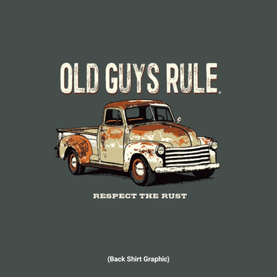 Old Guys Rule - Respect The Rust - Sport Grey T-Shirt - Back Graphic