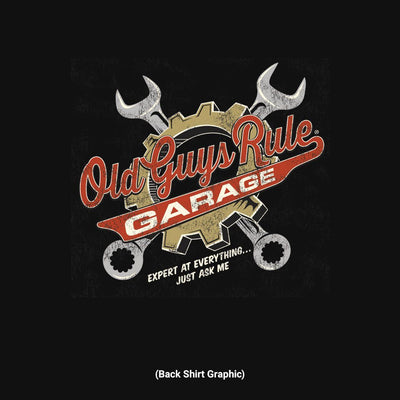 Old Guys Rule - Wrenches - Black T-Shirt - Back Graphic