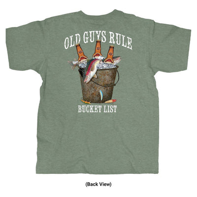 Old Guys Rule - Fresh Bucket List - Heather Green T-Shirt - Back View
