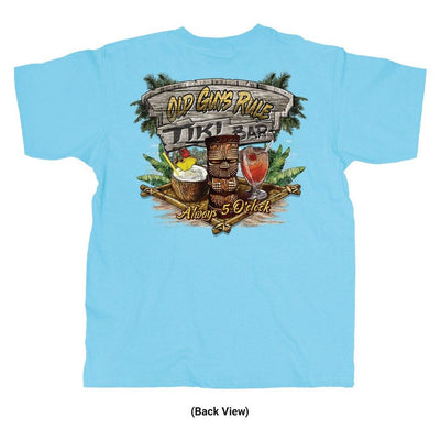 Old Guys Rule - Tiki Bar - Sky T-Shirt - Back View