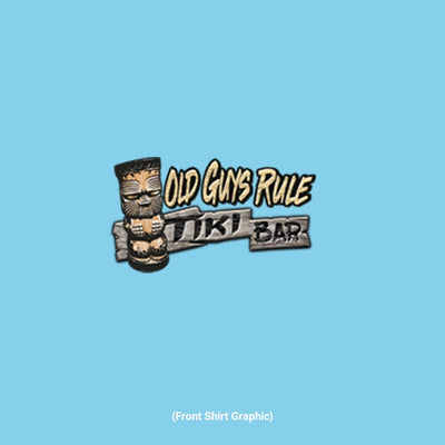 Old Guys Rule - Tiki Bar - Sky T-Shirt - Front Graphic