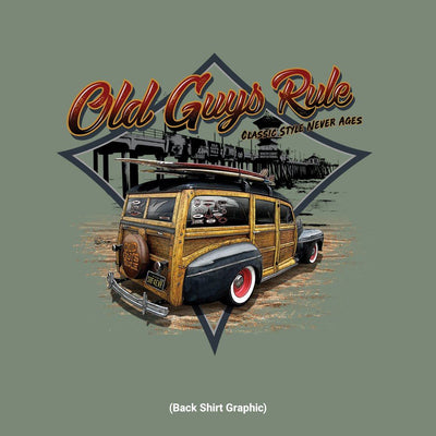 Old Guys Rule - Classic Woodie -  Heather Military Green - Back Graphic