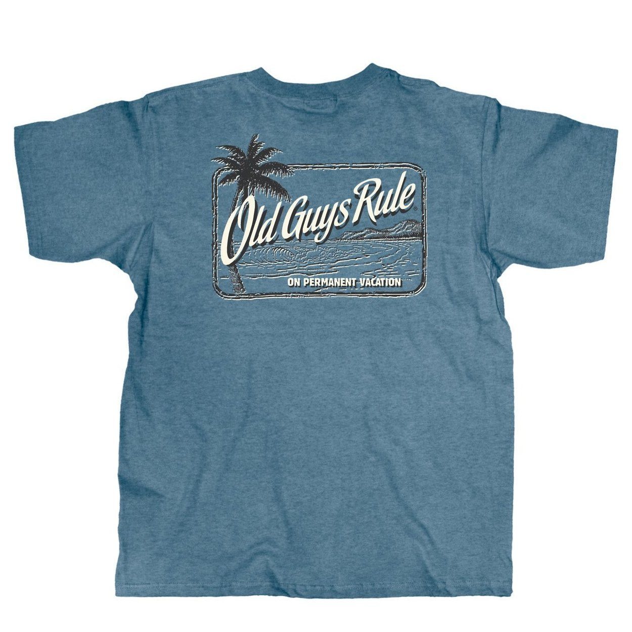 Old Guys Rule - On Permanent Vacation - Heather Indigo T-Shirt - Main View